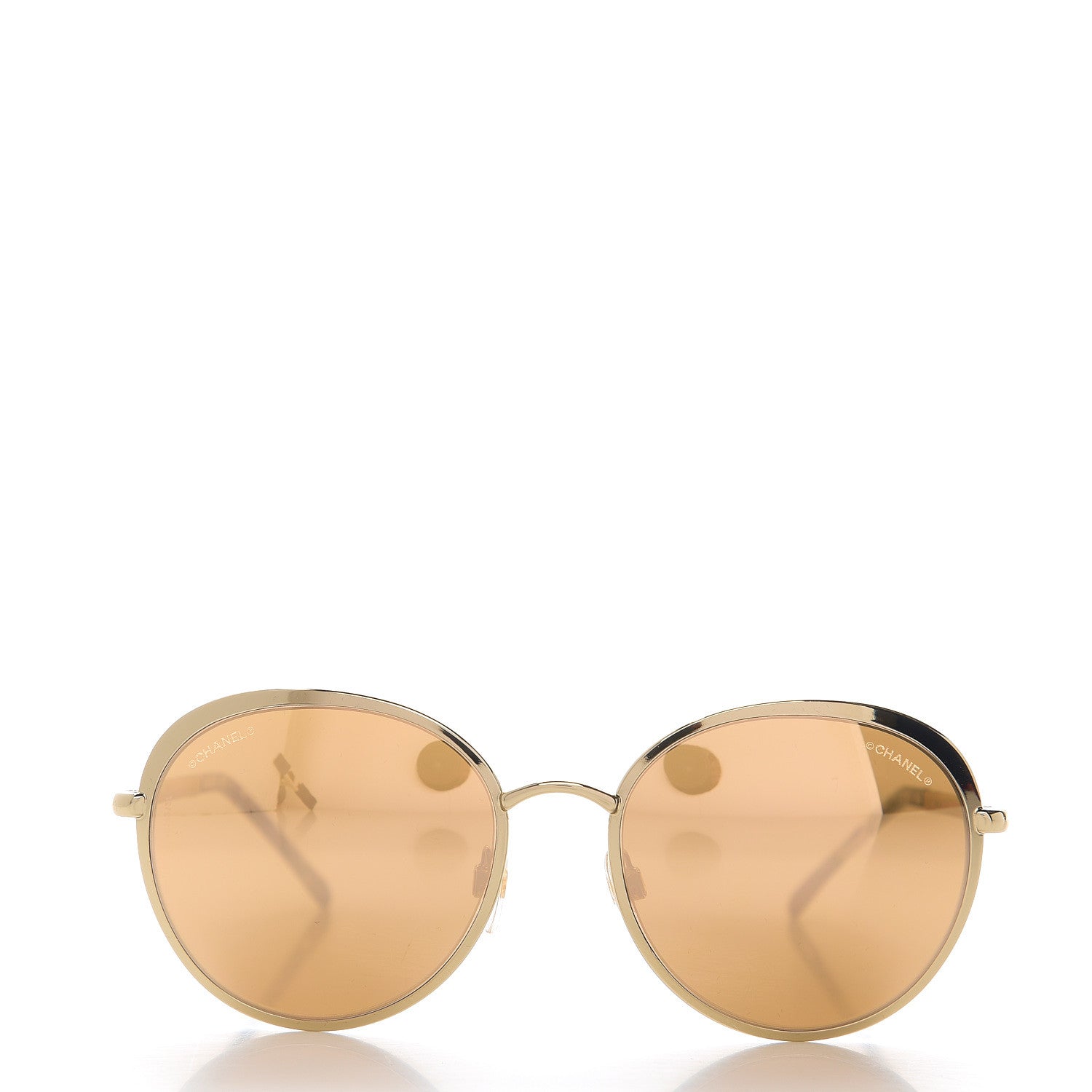 Chanel Round Mirror Sunglasses 4206 Gold 2 of 7