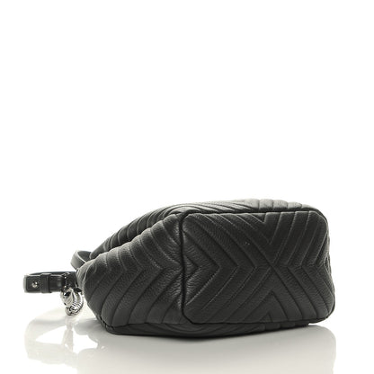 Chanel Deerskin Chevron Small Chain Bucket Bag Black 4 of 8