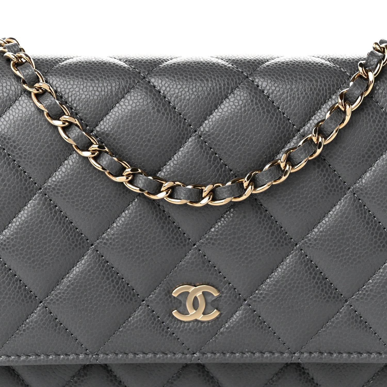 Chanel Caviar Quilted Wallet on Chain WOC Grey 8 of 11