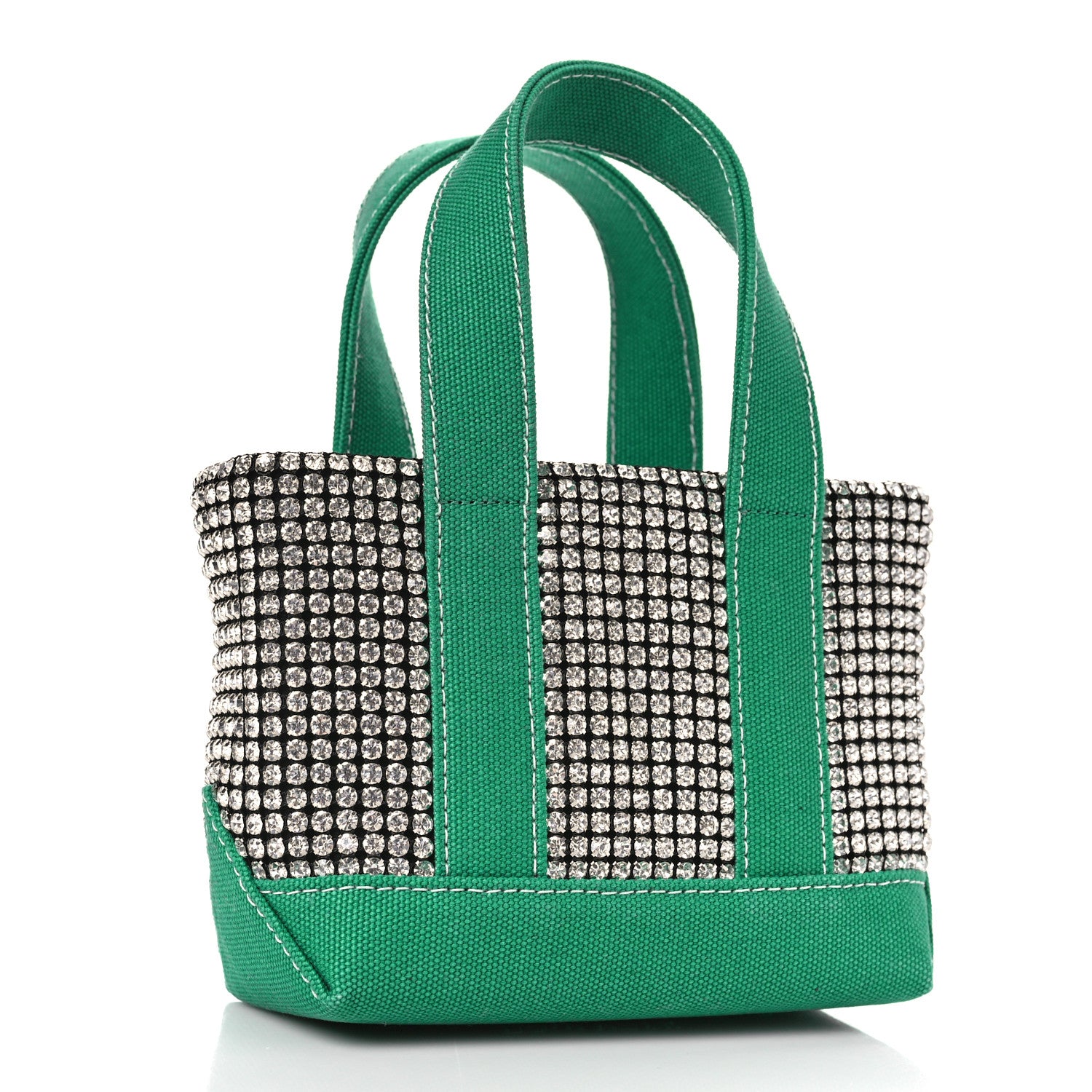 Alexander Wang Mesh Crystal Rhinestone Mini Cruiser Tote Green Silver 3 of 9