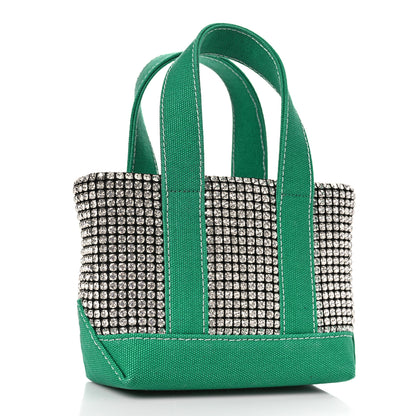 Alexander Wang Mesh Crystal Rhinestone Mini Cruiser Tote Green Silver 3 of 9