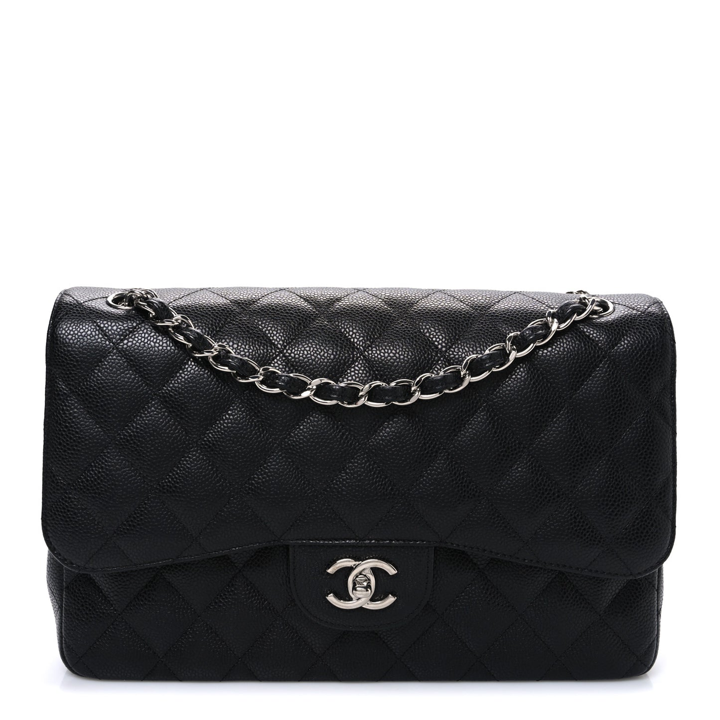Caviar Quilted Jumbo Double Flap Black