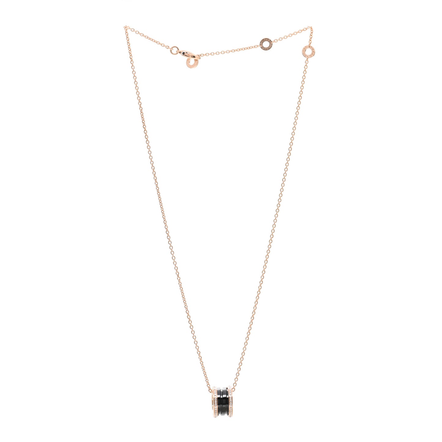 18K Rose Gold Black Ceramic Diamond B.Zero1 Pendant Necklace