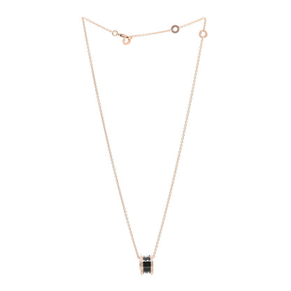 Bulgari 18K Rose Gold Black Ceramic Diamond B.Zero1 Pendant Necklace 3 of 4