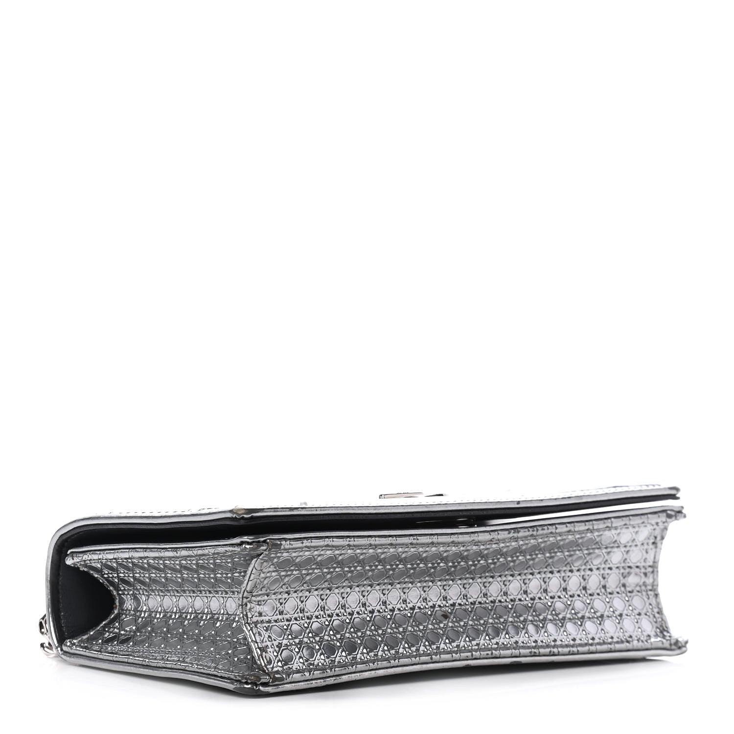 Christian Dior Metallic Patent Micro-Cannage Mini Diorama Flap Bag Silver 3 of 9