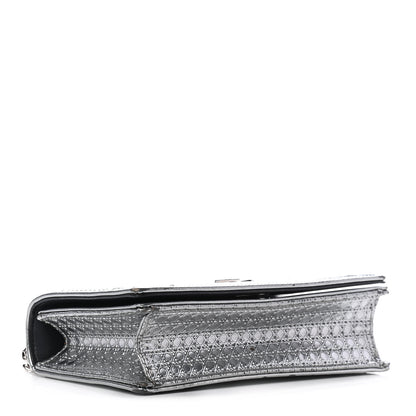 Christian Dior Metallic Patent Micro-Cannage Mini Diorama Flap Bag Silver 3 of 9