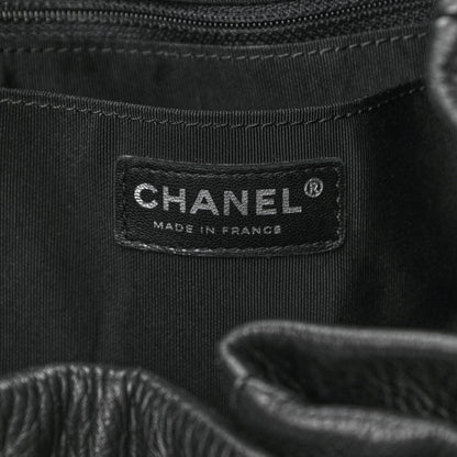 Chanel Deerskin Chevron Large CC Chain Bucket Drawstring Bag Black 6 of 13