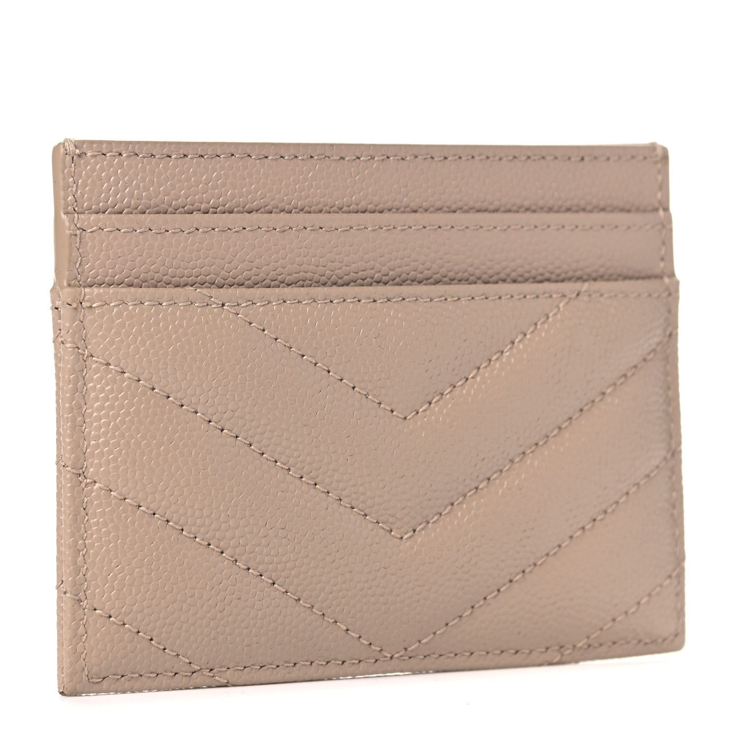 Saint Laurent Grain De Poudre Matelasse Chevron Monogram Credit Card Case Nude Powder 3 of 10