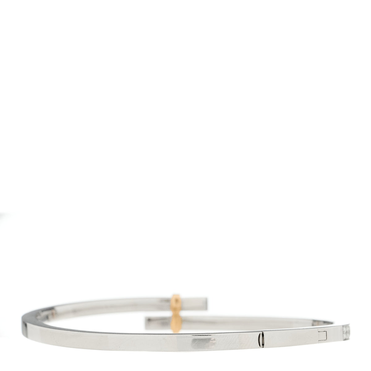 Tiffany Platinum 18K Yellow Gold Diamond Edge Hinged Bypass Bangle Bracelet 2 of 4