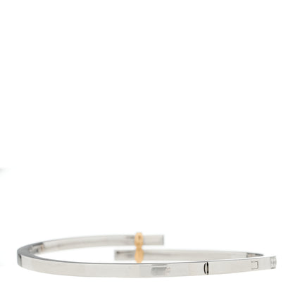 Tiffany Platinum 18K Yellow Gold Diamond Edge Hinged Bypass Bangle Bracelet 2 of 4