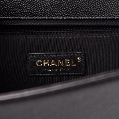 Chanel Caviar Chevron Quilted New Medium Boy Flap Black 7 of 12