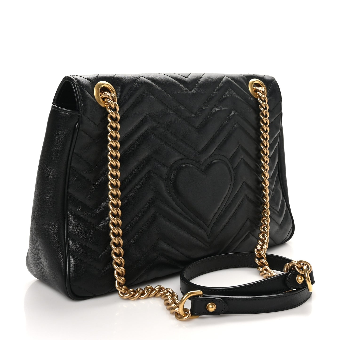 Calfskin Matelasse Medium GG Marmont Shoulder Bag Black