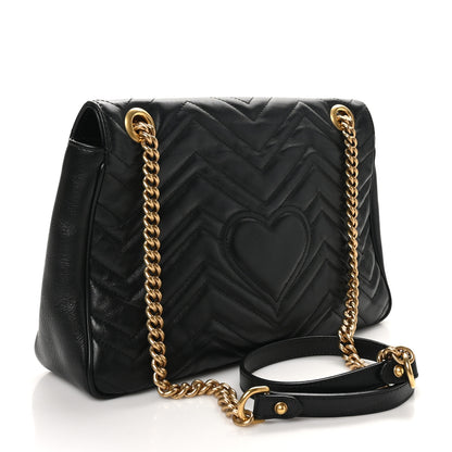 Gucci Calfskin Matelasse Medium GG Marmont Shoulder Bag Black 3 of 10