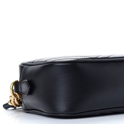 Gucci Calfskin Matelasse Small GG Marmont Chain Shoulder Bag Black 8 of 9