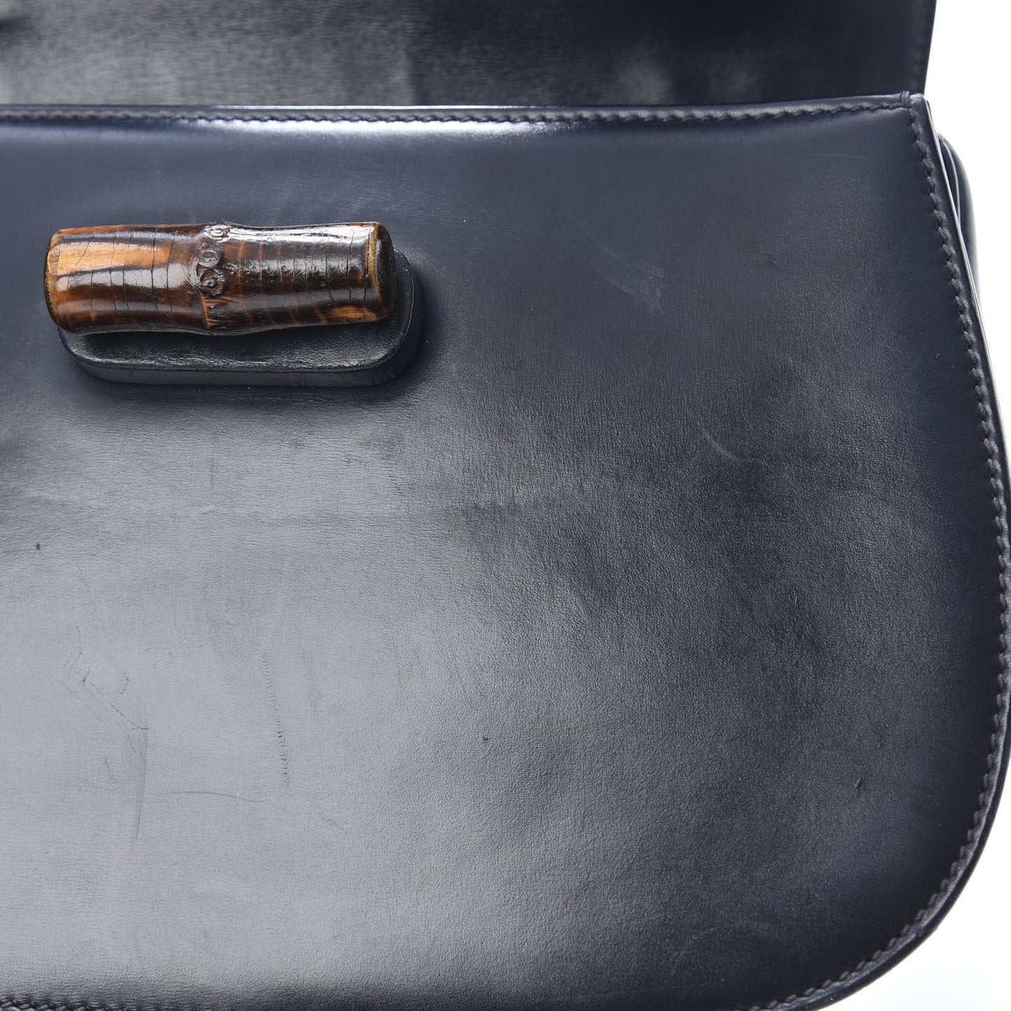 Calfskin Bamboo Top Handle Bag Navy