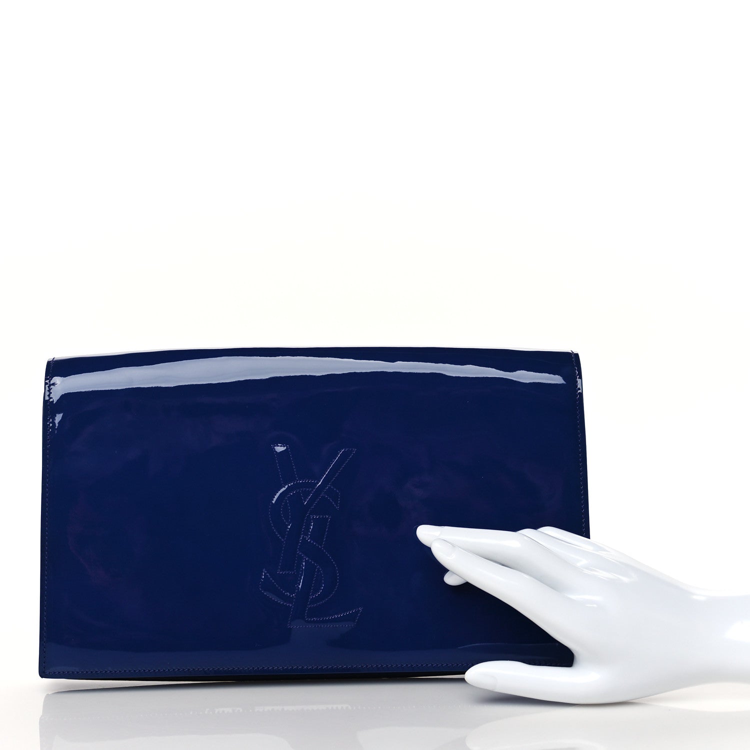 Saint Laurent Patent Calfskin Monogram Large Belle De Jour Clutch Royal Blue 2 of 7