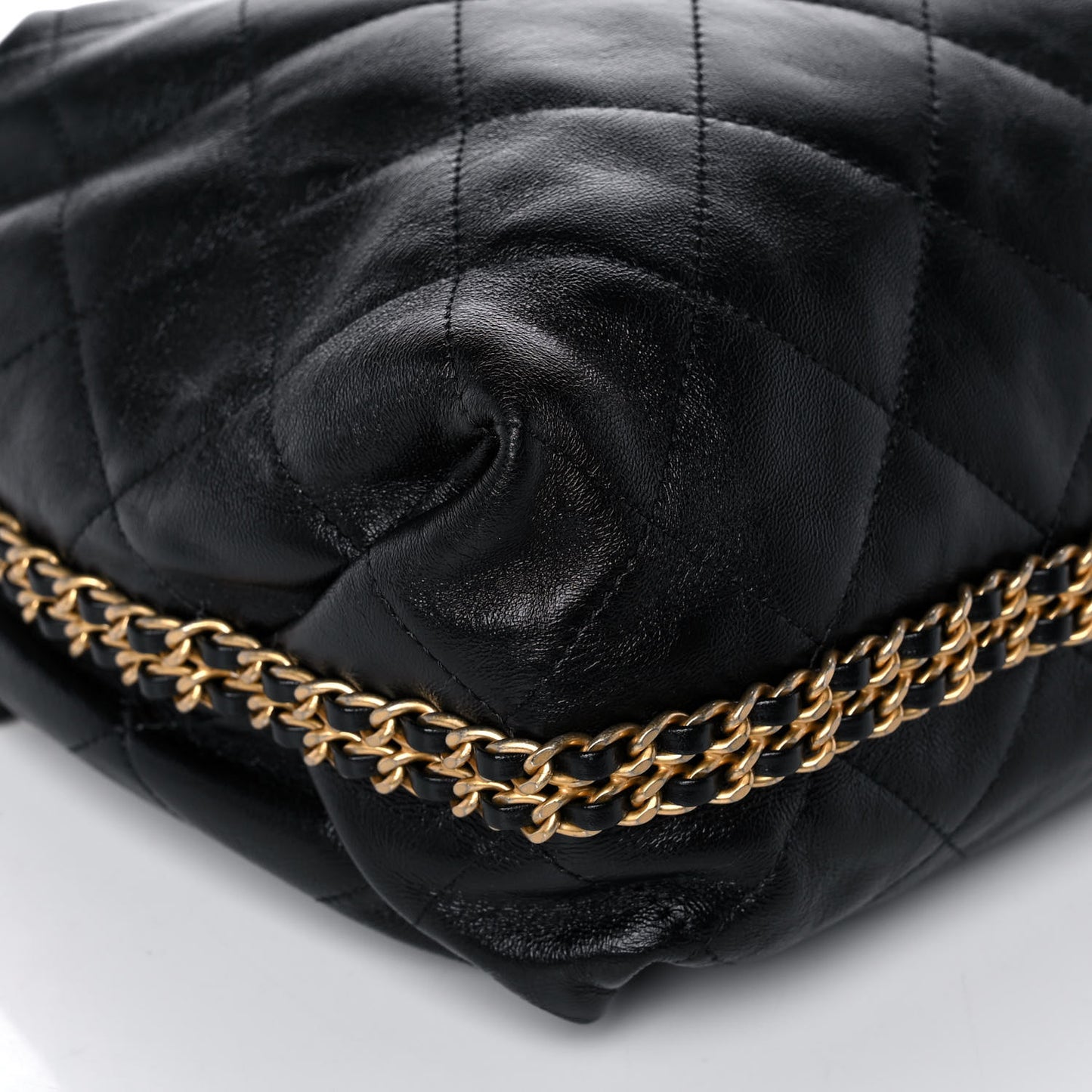Calfskin Quilted Coco Shelter Bowling Bag Black