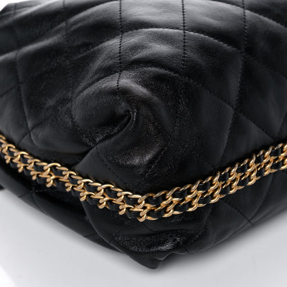 Chanel Calfskin Quilted Coco Shelter Bowling Bag Black 9 of 11
