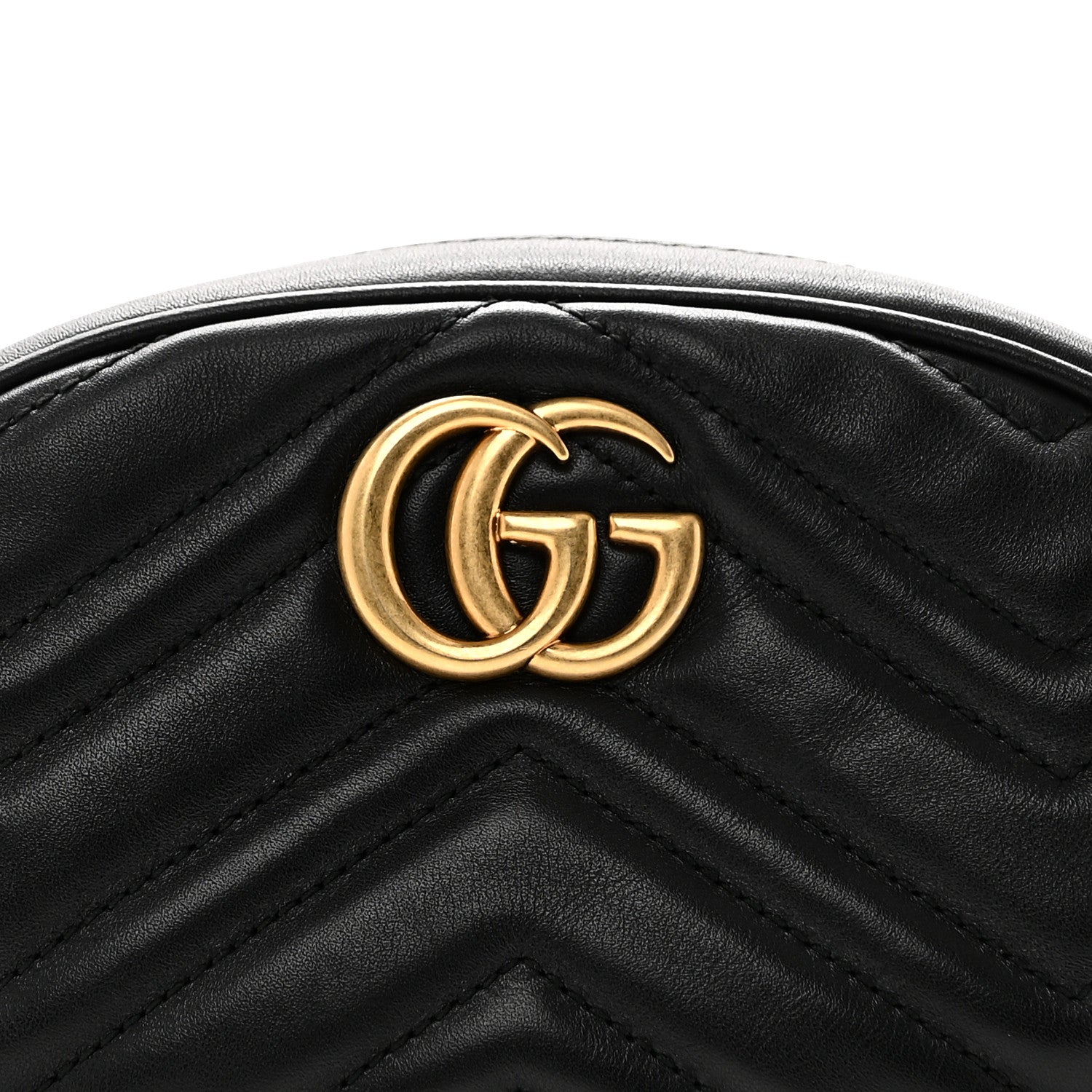 Gucci Calfskin Matelasse GG Marmont Belt Bag 85 34 Black 9 of 12