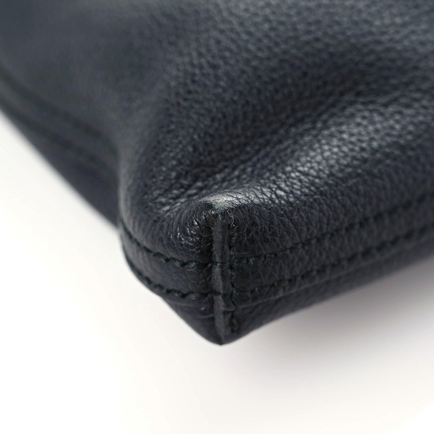 Pebbled Calfskin Large Logo Portfolio Clutch Black
