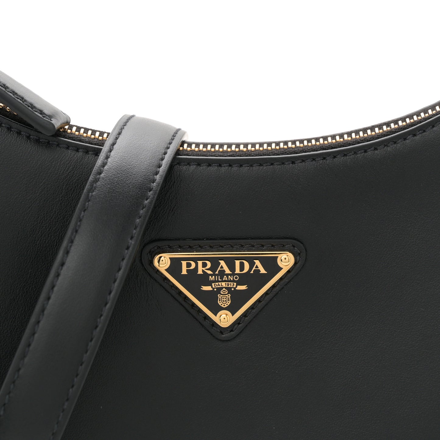 Soft Calfskin Arque Shoulder Bag Black