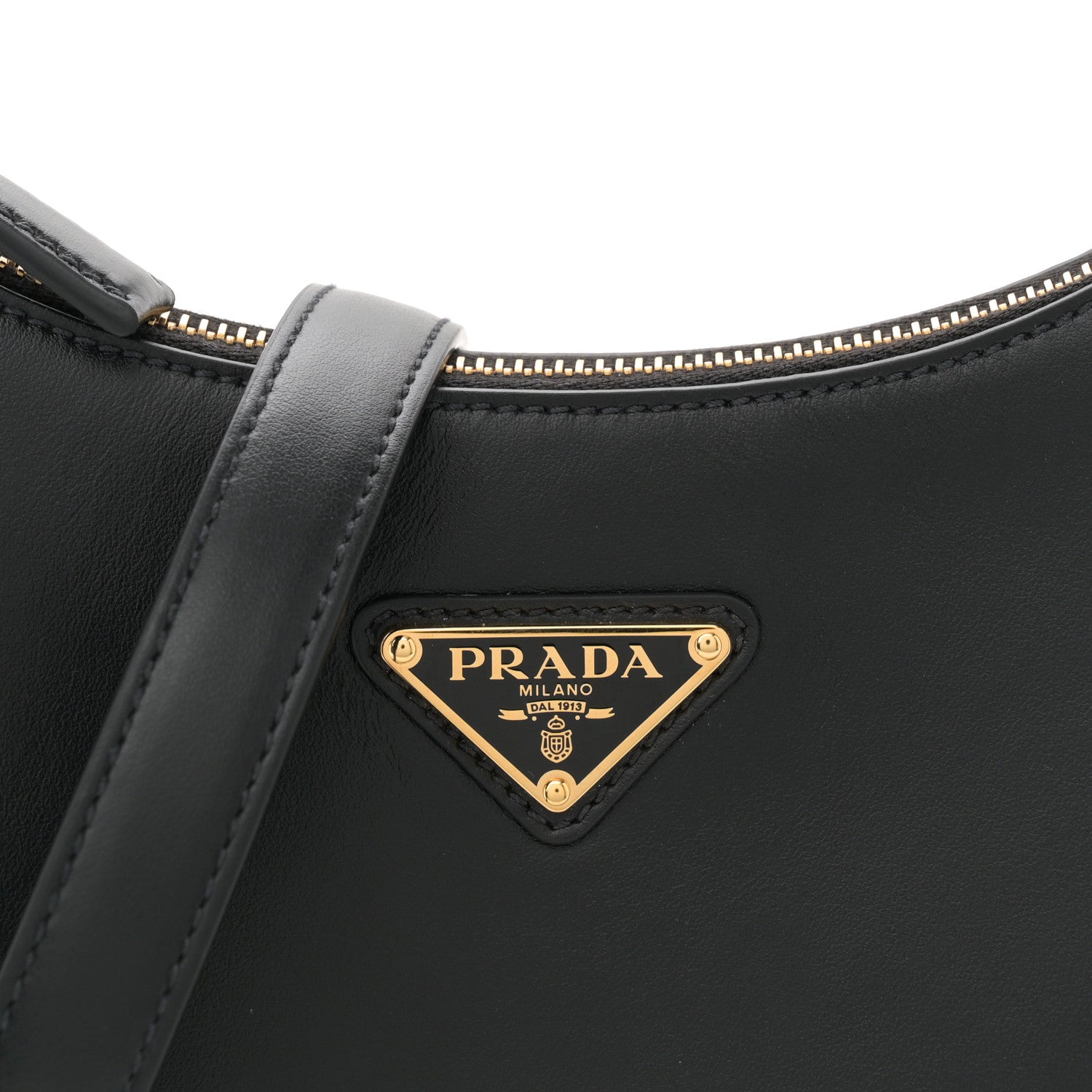 Prada Soft Calfskin Arque Shoulder Bag Black 7 of 9