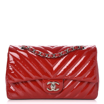 Chanel Patent Chevron Quilted Medium Single Flap Red 1 of 9