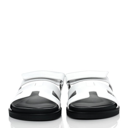 Hermes Calfskin Womens Chypre Sandals 37.5 White 2 of 9