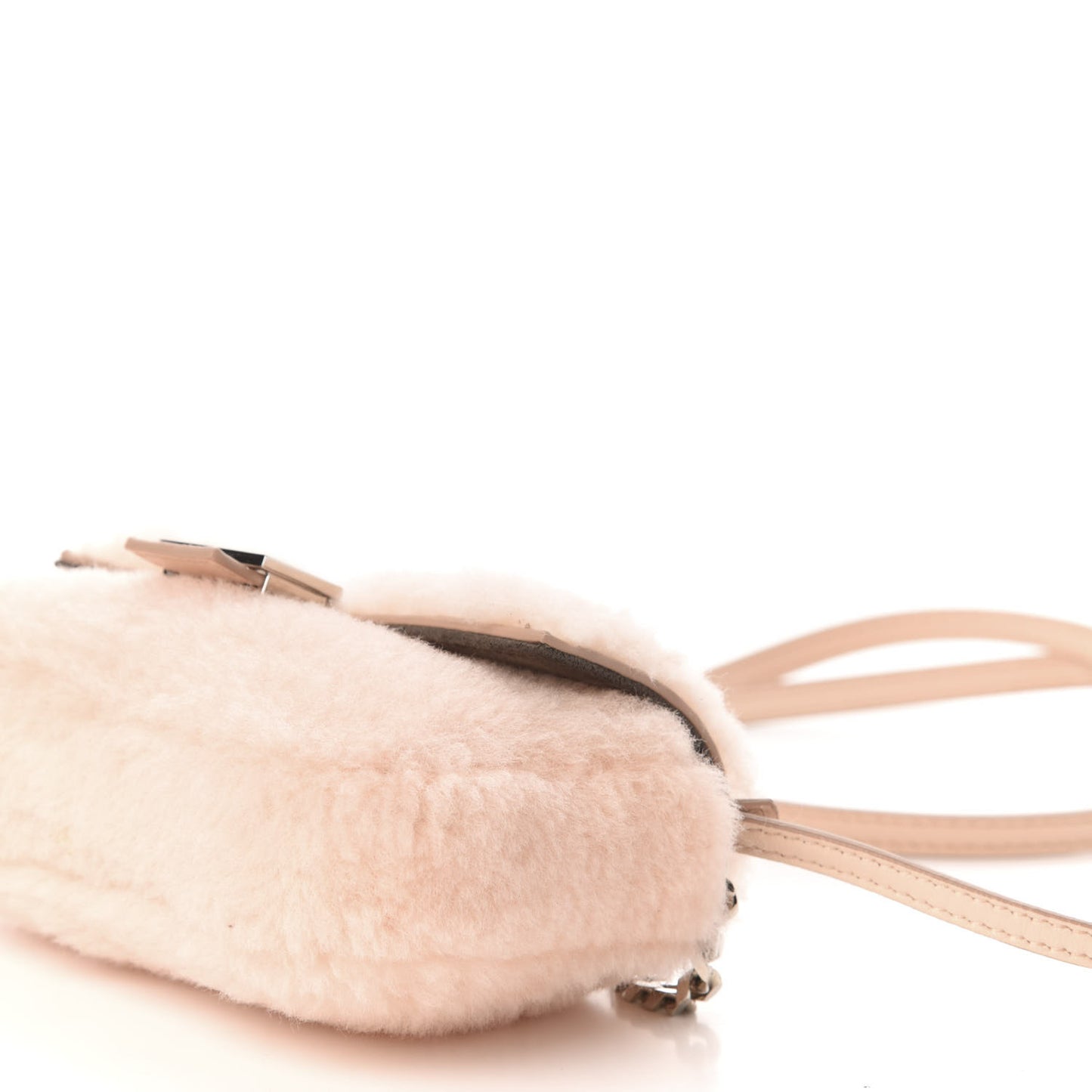 Shearling Shiny Nappa Micro Baguette Light Rose