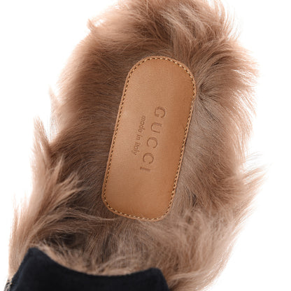 Gucci Velvet Fur Womens Princetown Slippers 38.5 Black 6 of 7