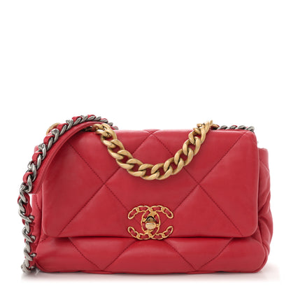 Chanel Goatskin Quilted Medium Chanel 19 Flap Red 1 of 12