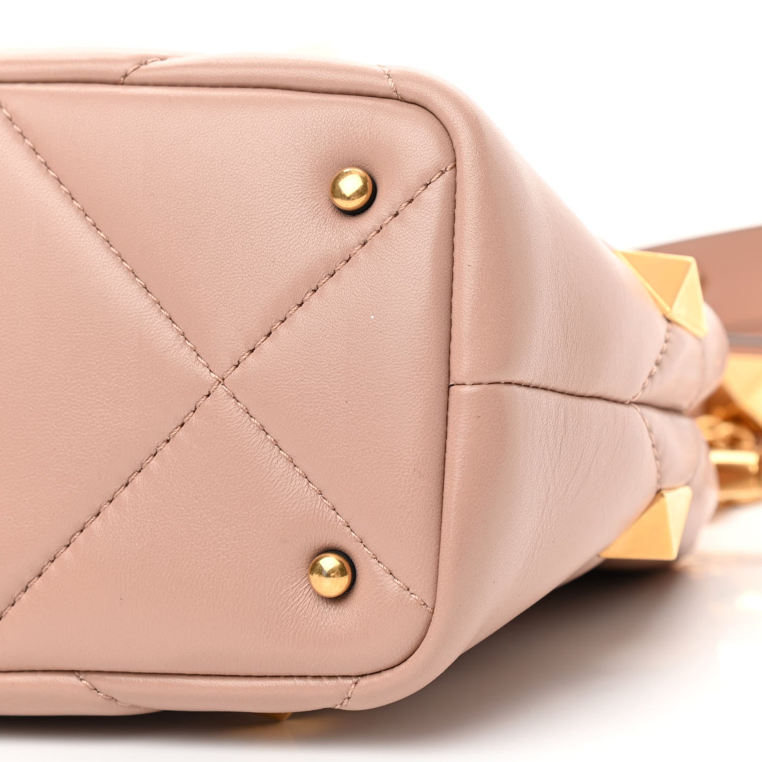 Valentino Garavani Nappa Small Roman Stud The Handle Bag Rose Cannelle 9 of 9