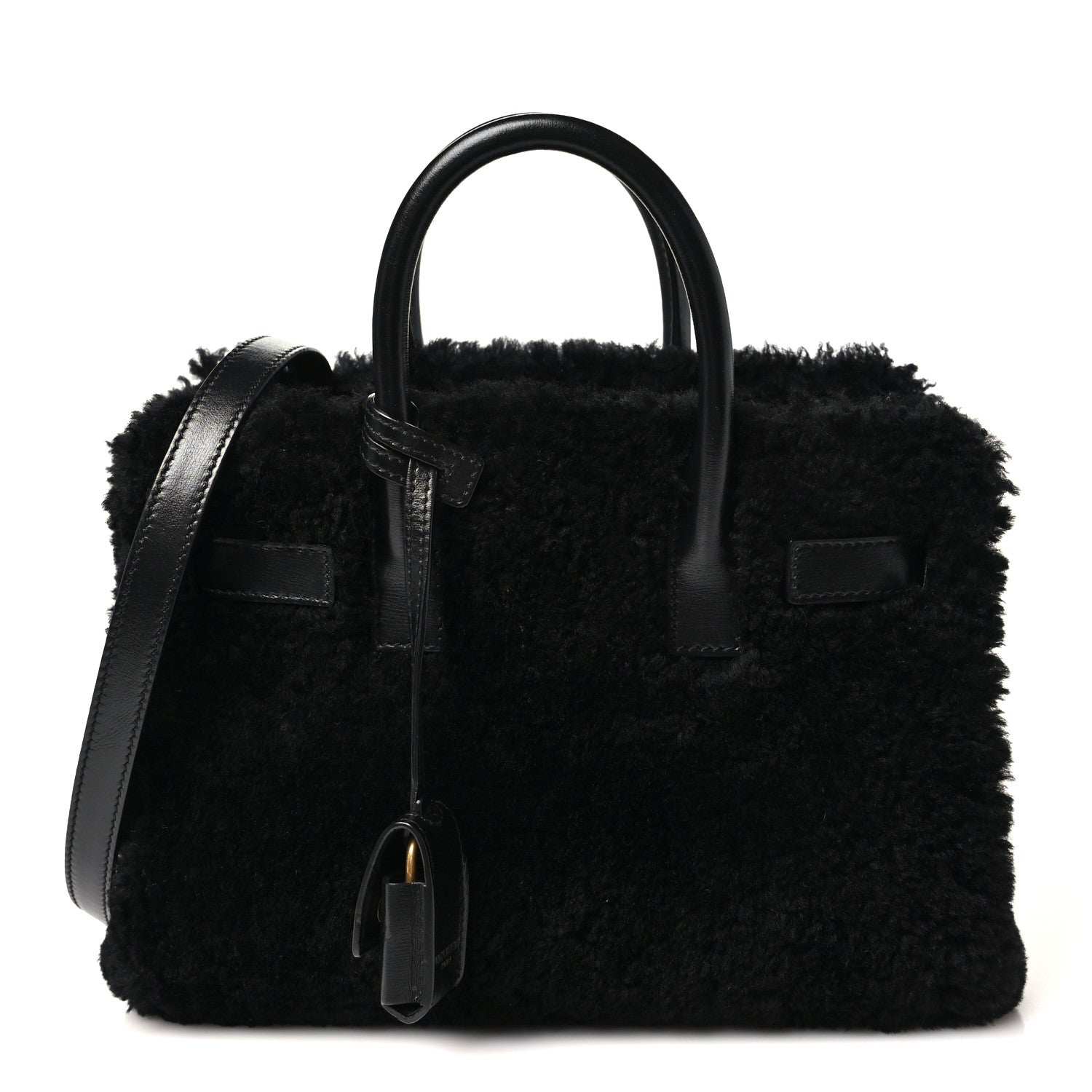 Saint Laurent Shearling Nano Sac De Jour Black 1 of 8