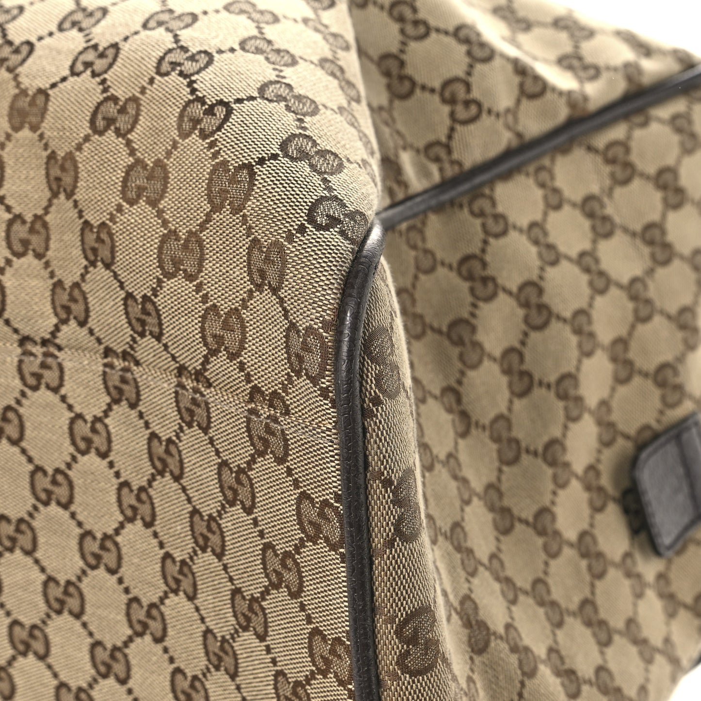 GG Monogram Web Large Collapsible Carry On Duffle Beige Brown