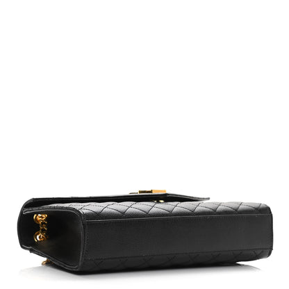Saint Laurent Grain De Poudre Textured Mixed Matelasse Triquilt Medium Monogram Satchel Black 4 of 11
