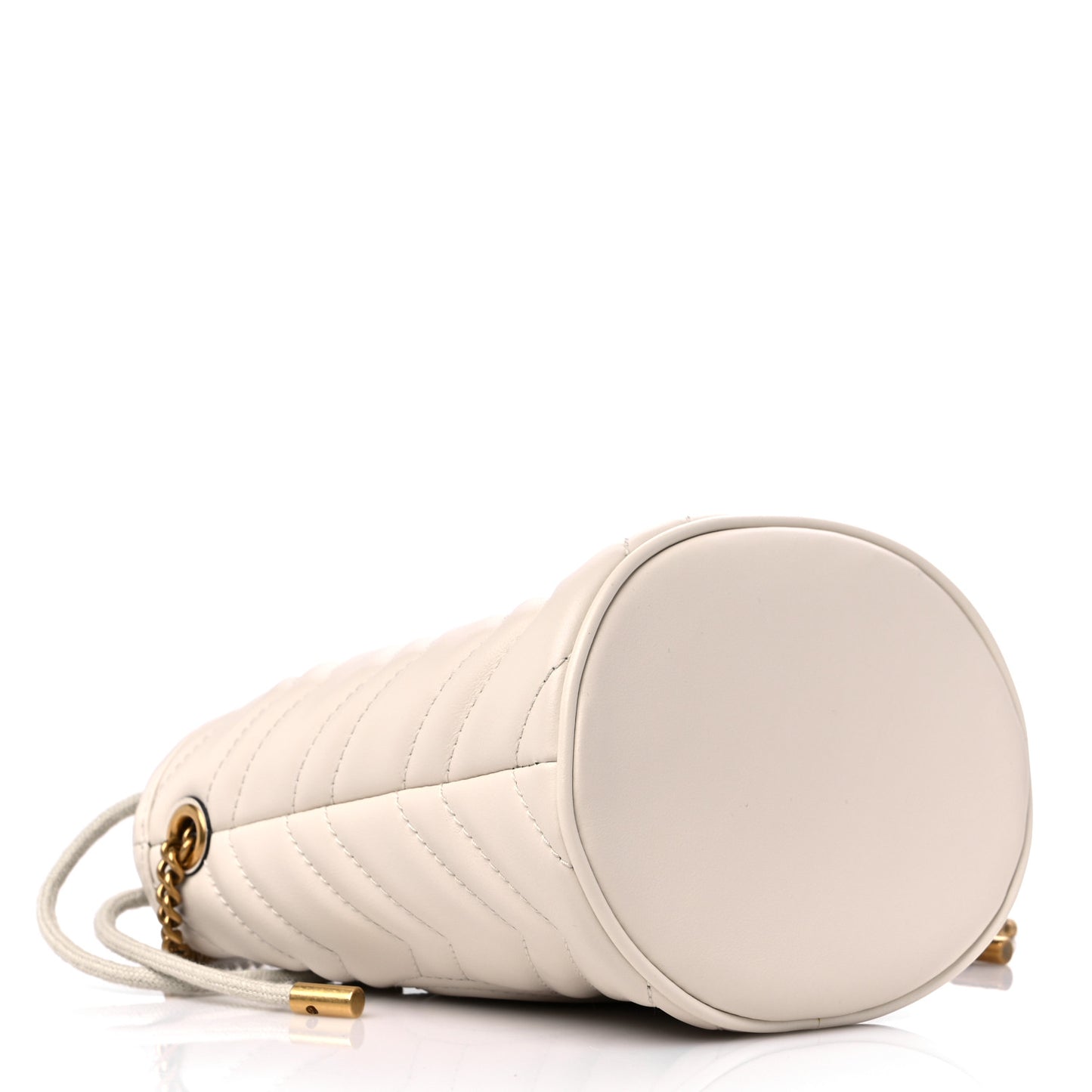 Calfskin Matelasse Mini GG Marmont 2.0 Bucket Bag White