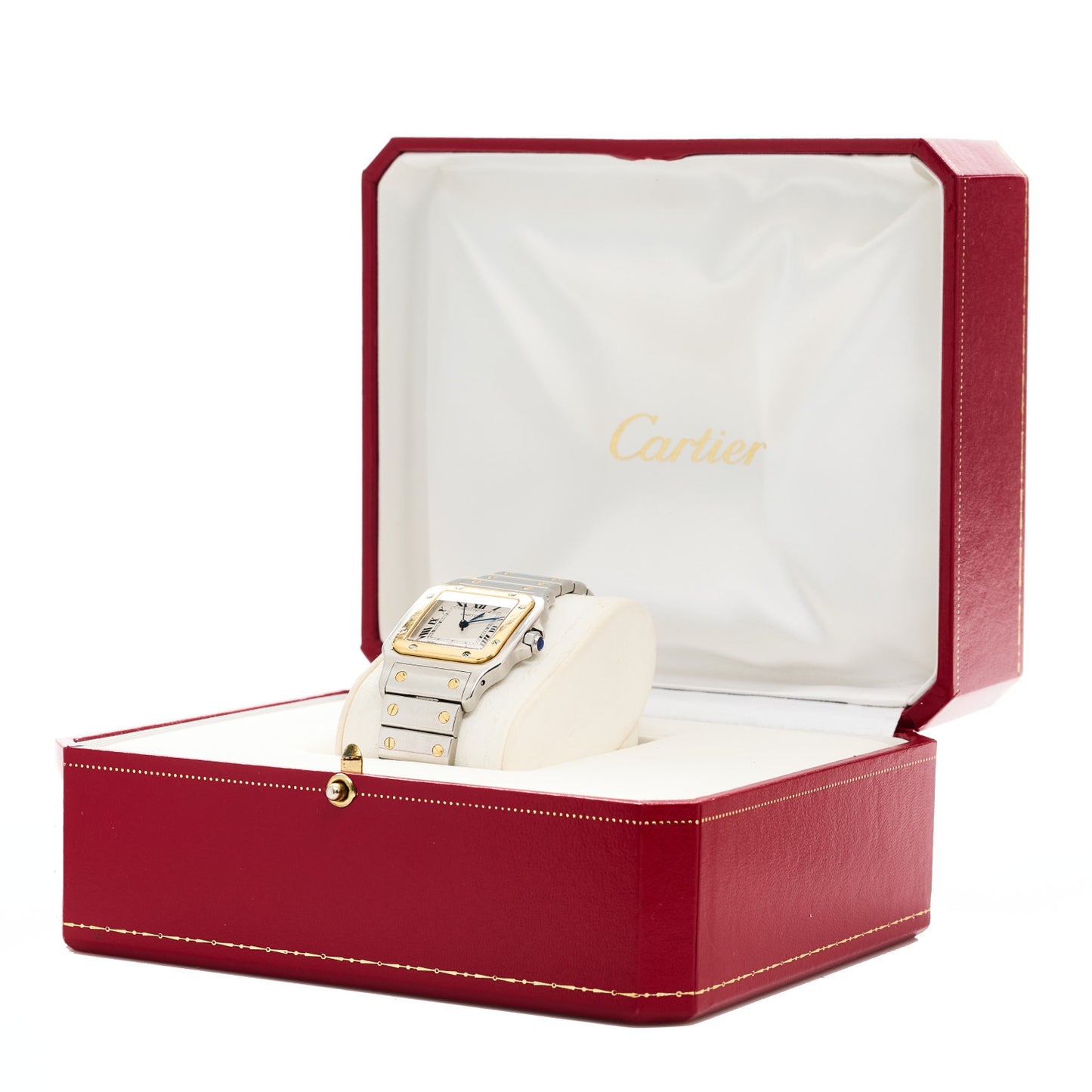 Stainless Steel 18K Yellow Gold 29mm Santos De Cartier Galbee Quartz Watch