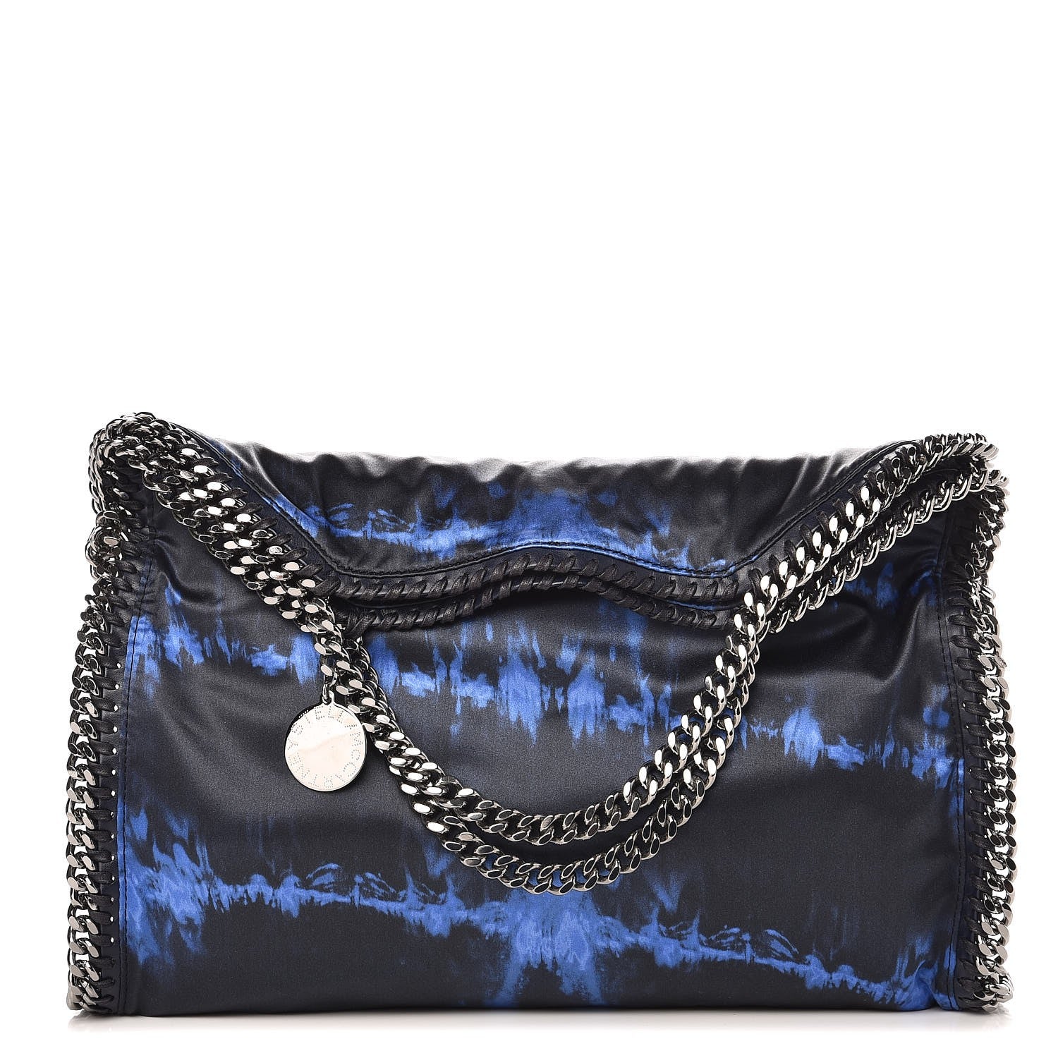 Stella McCartney Tie Dyed Satin Small Falabella Fold Over Tote Cerulean 1 of 7