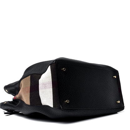 Burberry Grainy Calfskin House Check Medium Maidstone Black 3 of 4