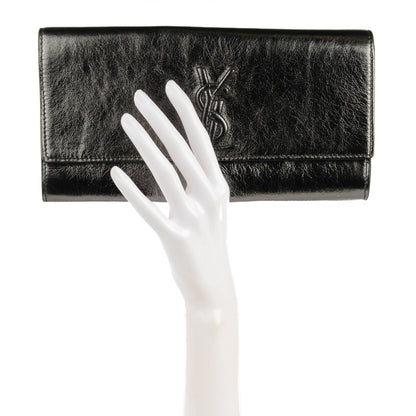 Saint Laurent Metallic Leather Small Belle De Jour Clutch Dark Silver 2 of 7