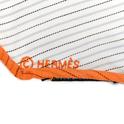 Hermes Cotton Losange Scarf GM Grey Black Orange 3 of 8
