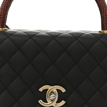 Chanel Caviar Lizard Quilted Small Coco Handle Flap Black 8 of 17