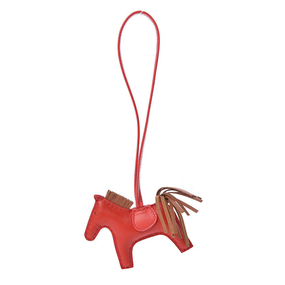 Hermes Milo Lambskin Grigri Rodeo Horse Bag Charm PM Rouge Indien Gold Bougainvillea 1 of 6