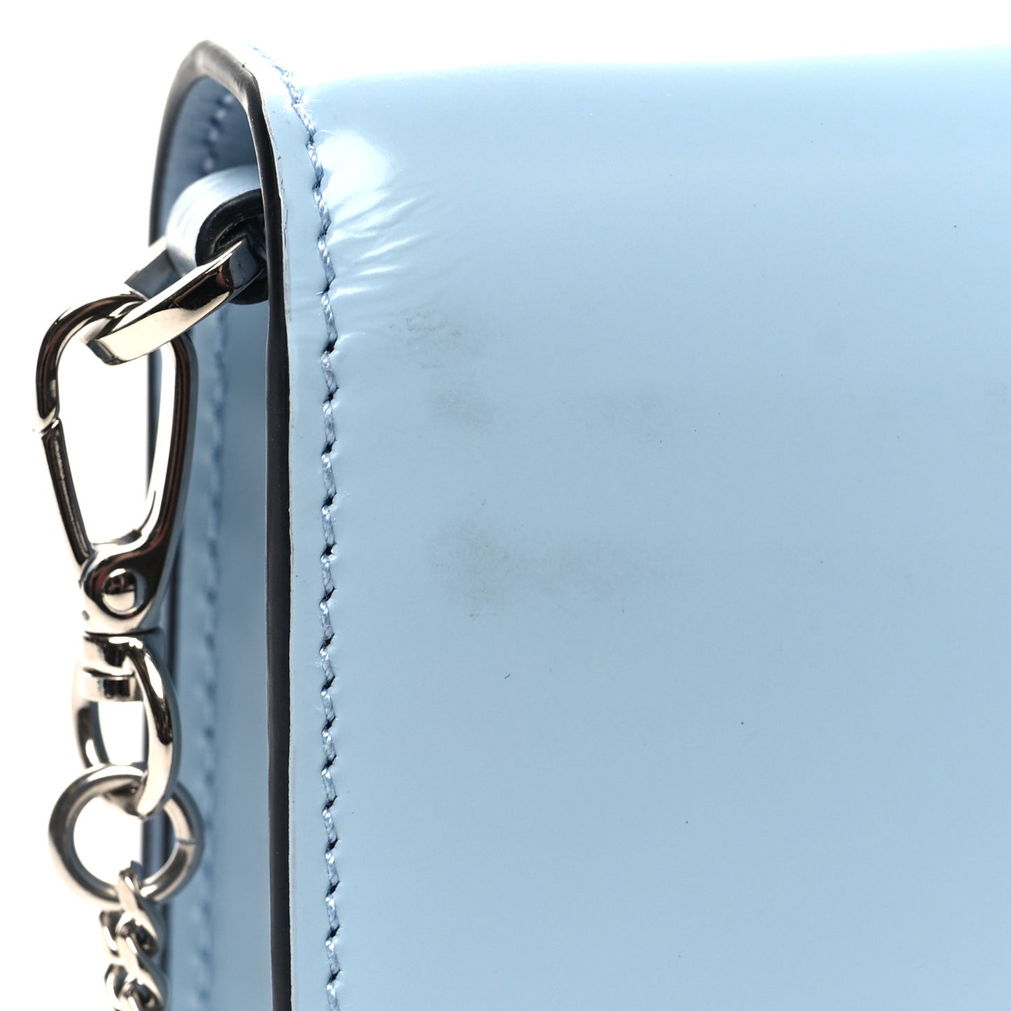 Spazzolato Flap Slide Chain Shoulder Bag Celeste
