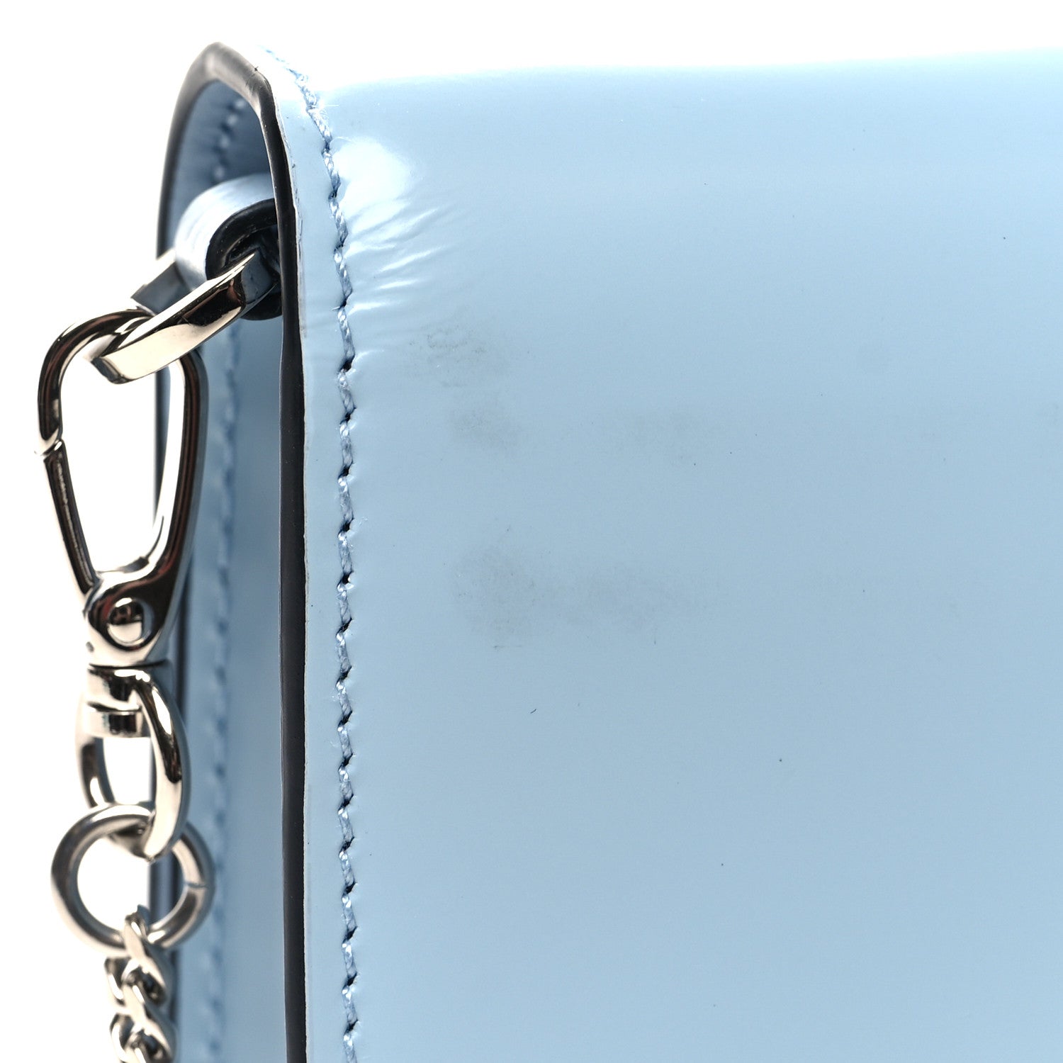 Prada Spazzolato Flap Slide Chain Shoulder Bag Celeste 11 of 11
