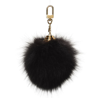 Louis Vuitton Fox Fur Fuzzy Bubble Bag Charm Black 1 of 4