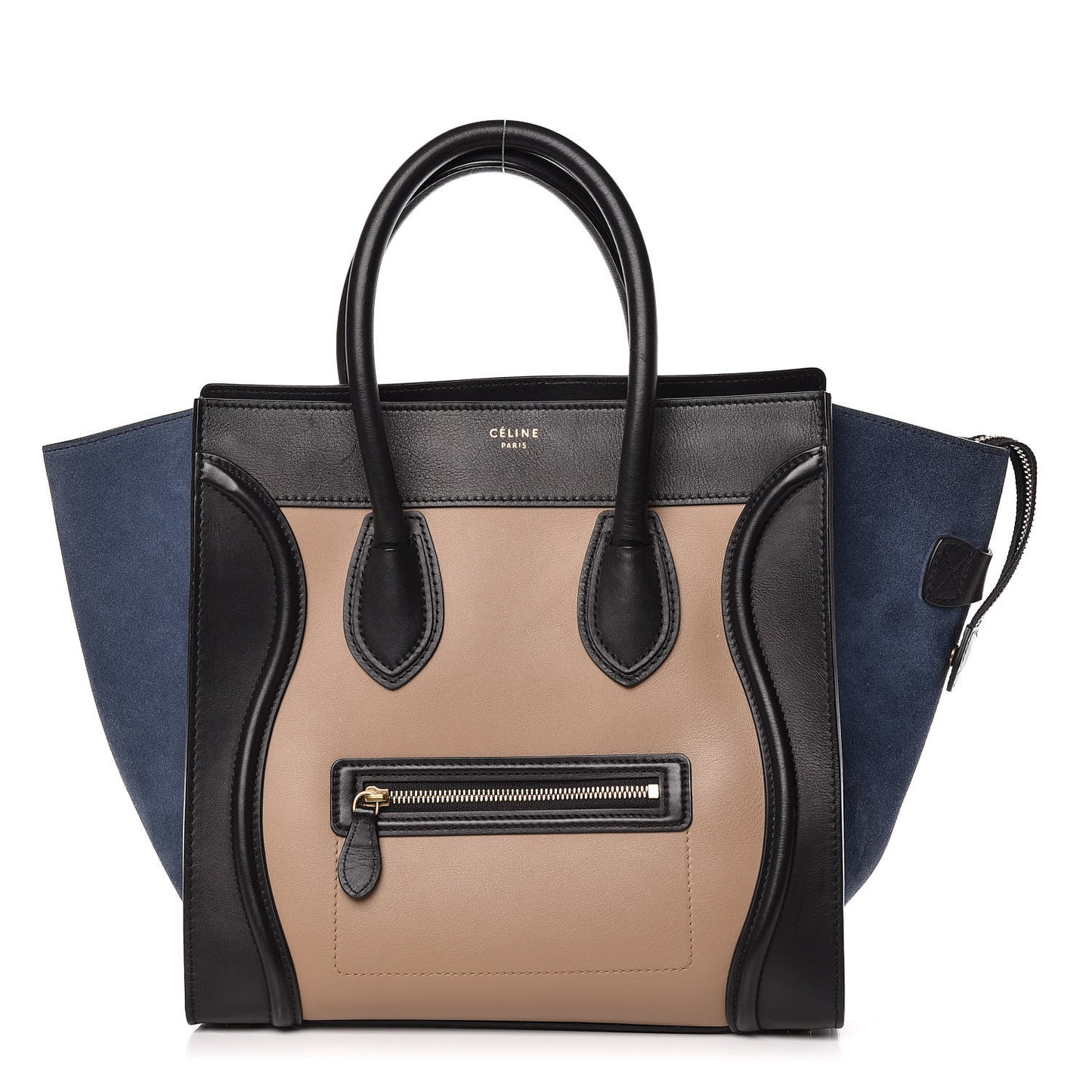 Smooth Calfskin Suede Mini Tri-Color Luggage Beige
