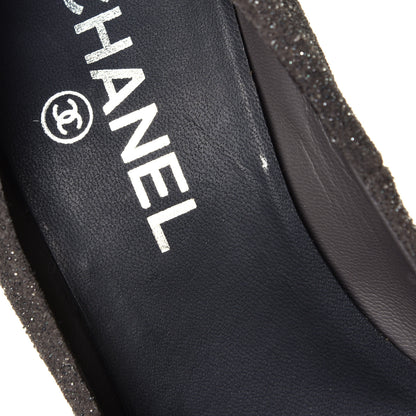 Chanel Glitter Cap Toe Pumps 37 Grey Black 7 of 7
