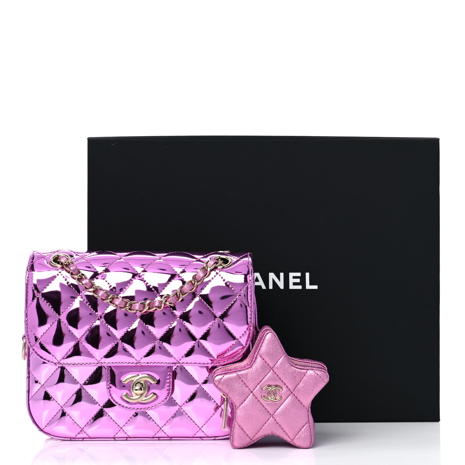 Chanel Mirror Calfskin Metallic Calfskin Quilted Hollywood Boulevard Flap With Coin Purse Light Purple 11 of 11