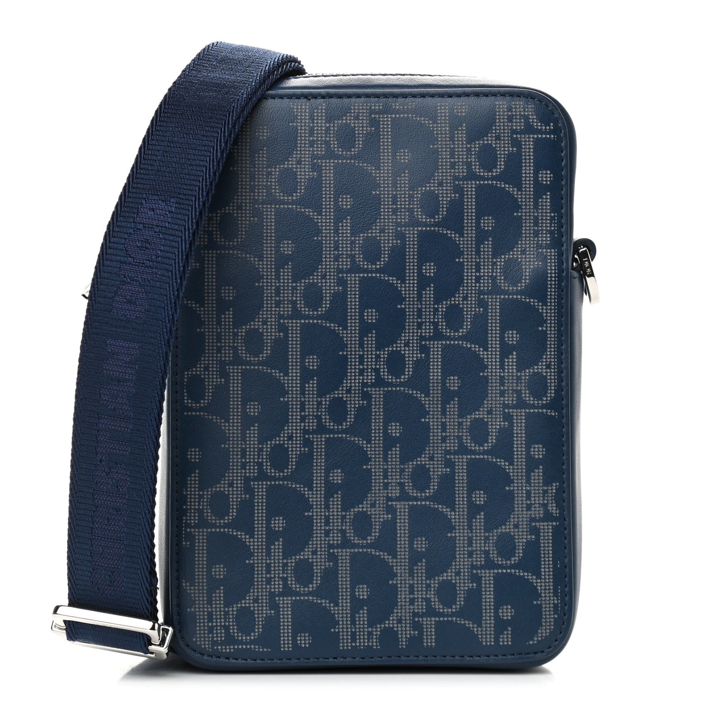 Calfskin Oblique Galaxy Perforated World Tour Messenger Pouch Blue White